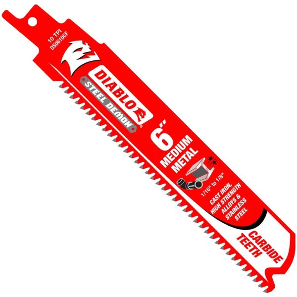 Diablo DS0610CF3 Steel Demon Carbide Recip Blade for Medium Metal Cutting, 10-TPI, 6 , 3-Pack on Sale