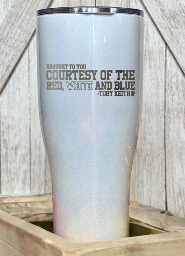 Courtesy Of The Red, White, And Blue Laser Etched Tumbler For Cheap