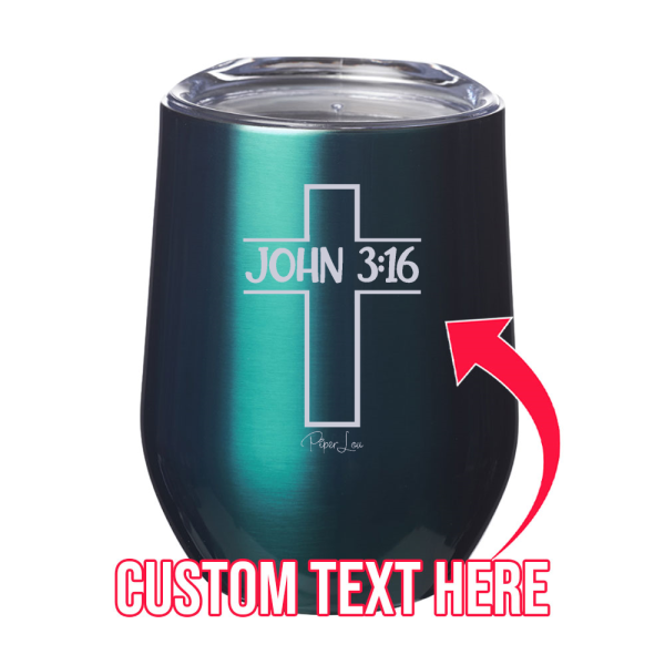 (CUSTOM) Bible Verse Cross 12oz Stemless Wine Cup Online now - Image 4