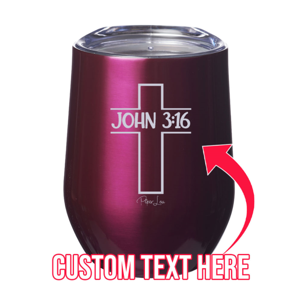 (CUSTOM) Bible Verse Cross 12oz Stemless Wine Cup Online now - Image 2