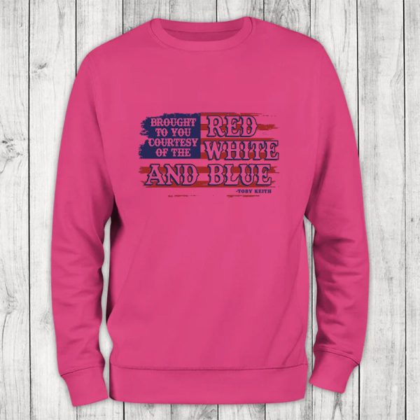 Courtesy Of The Red, White, And Blue Flag Crewneck Sweatshirt Cheap - Image 3