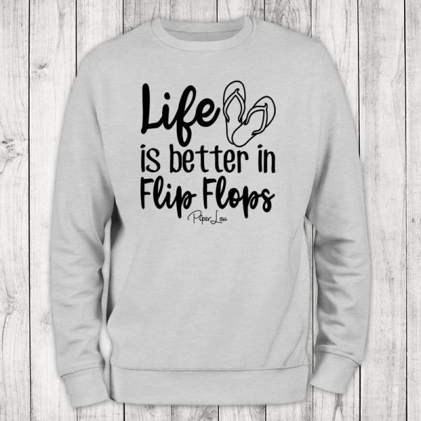 Life Is Better In Flip Flops Crewneck Sweatshirt For Sale - Image 2