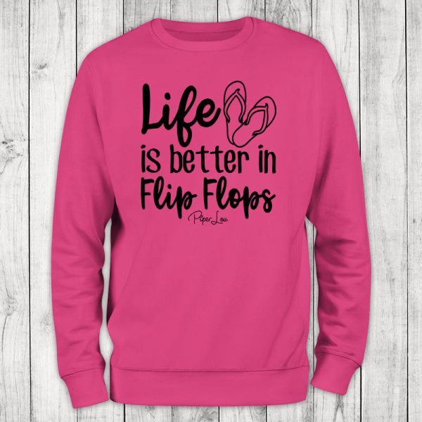 Life Is Better In Flip Flops Crewneck Sweatshirt For Sale - Image 3